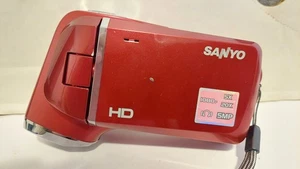 Sanyo VPC-HD100 Camcorder HD 1080p Red Turns On Black Screen For Parts Or Repair - Picture 1 of 4