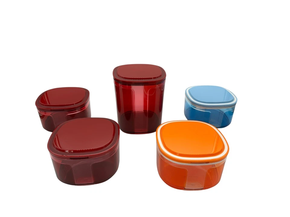 Tupperware Skyline Behälter 1,5L + 700 ml Vorratsbehälter Dose rot, orange, blau - Bild 1 von 1