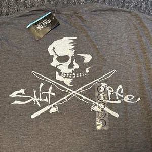 Salt Life Herren Totenkopf und Stöcke Langarm Tasche T-Shirt - Größe L - Anthrazit - Bild 1 von 5