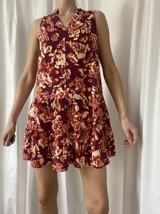 Nine West abstract bold spot Sleeveless Tiered Frill Hem Mini Shirt Dress S 8 - Picture 1 of 14