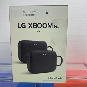 LG XBOOM Go P2 Double Pack Portable Wireless Bluetooth Speaker with Mic - Black - Picture 1 of 7