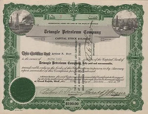 USA TRIANGLE PETROLEUM CO stock certificate ITASB SECRETARY LOW # 3 - Picture 1 of 1