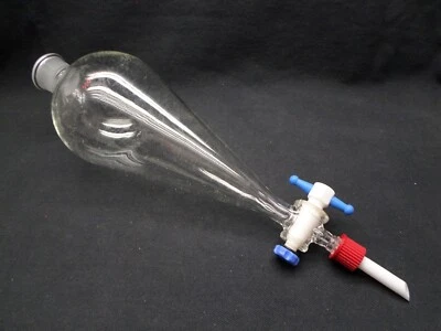 Lab Glass 500mL Squibb Funnel w/ 4mm Stopcock & GL-14 Detachable TFE Drip Tip - Image 1 of 4