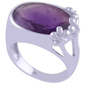 925 Sterlingsilber Amethyst ausgefallener ovaler Statement-Ring mit Schliff Größe 7 - Bild 1 von 2