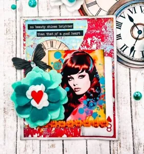 Carta Ephemera Collage Fatta a mano BEAUTY SHINES BRIGHTER ANNI '60 e '70 - Foto 1 di 2
