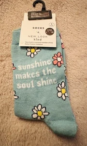 Ladies New Look Sunshine Makes The Soul Shine Blue Socks - Onesize BNWT - Picture 1 of 2