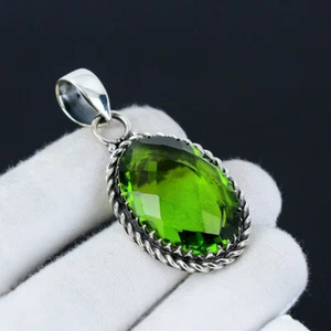 Grand Peridot Topaz Gemstone 925 Sterling Silver Handmade Pendant S-4 - Picture 1 of 6