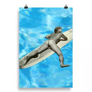 Akt Surfer Kunst Poster Physik Bildlich Homoerotisch Queer Strand - Bild 1 von 11