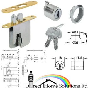 Hafele Mortice Lock Set Roller Shutter, Drawer, Case Ø18mm Cylinder And Rossete - Picture 1 of 11