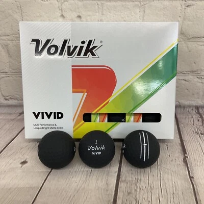 Volvik Golf Vivid 3-Piece Matte Finish BLACK Golf Balls 1 Dozen Box 12 Count NEW - Image 1 of 4