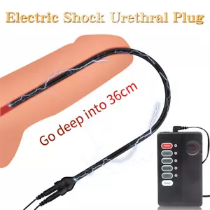 36cm Long Electric Estim Silicone Urethral Sounding Stretcher Penis Plug Dilator - Picture 1 of 16
