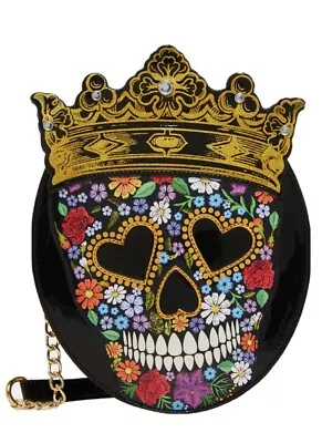 Betsey Johnson Halloween "QUEEN SUGAR SKULL"  Kitsch Crossbody Bag/Purse NWT - Image 1 of 4