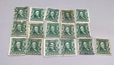 1¢ Benjamin Franklin Series of 1902 - 03. Lot of 16 Stamps - Image 1 of 4
