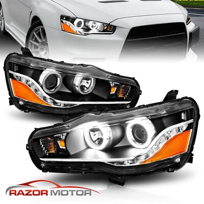 2008-2020  LED Halo Projector Headlights For Mitsubishi Lancer Evo X - Image 1 of 4
