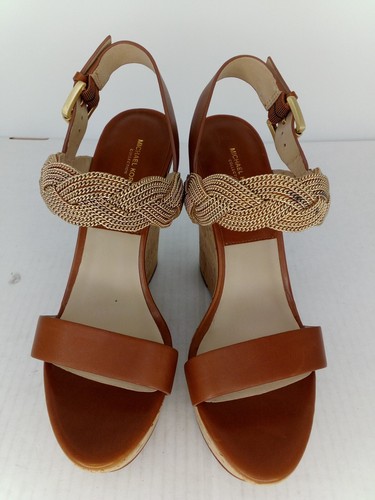 Michael Kors scarpe donna Amelia catena pelle plateau marrone taglia 9 M US