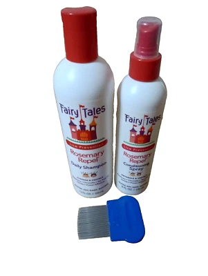 Champú diario repelente de romero Fairy Tales 12 oz y spray acondicionador 8 oz + peine Foto 1 de 4