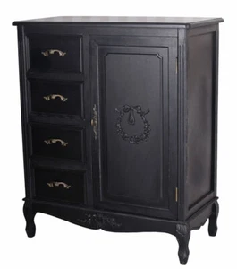 Apothekerschrank Antik Schwarz Brotschrank Kommode Flurschrank Schubladenschrank - Bild 1 von 5