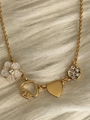 New Kate Spade Mini Things Row pendant Statement Necklace gold tone Cute Gift - Image 1 of 4