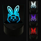 Easter Cat With Bunny Ears 3D Illusion Led Night Light Sign Lamp