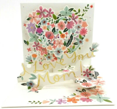 Mother's Day Greeting Card Heart for Mom 3D Pop Up Card Up With Paper  - Image 1 of 4