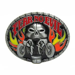 BOUCLE DE CEINTURE EAGLE- FEAR NO EVIL-DECO USA / HARLEY /BIKER / SKULL /CHOPPER - Picture 1 of 1