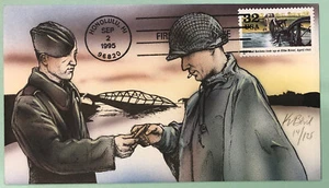 Bevil HP WWII US And Soviets Link Up At Elbe River FDC 1995 #14/125 Sc 2981d - Picture 1 of 5
