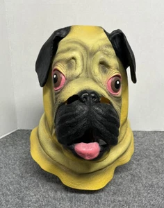 Halloween Pug Puppy Dog Rubber Mask Costume One Size - Picture 1 of 2