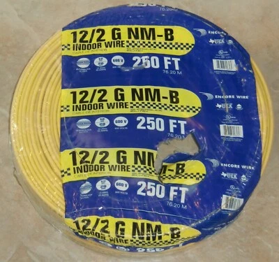 ENCORE 12/2 Indoor Copper Building Wire NM-B w/ Ground Wire 250' Foot Roll - Image 1 of 2