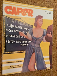 VINTAGE CAPER MAGAZINE JANUARY 1957 PINUPS BETTY PAIGE JAYNE MANSFIELD NICE! - Picture 1 of 6