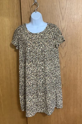 MUJER NUEVO SIN ETIQUETAS Talla M (6-10) CAMISA DE DORMIR MARRÓN ESTAMPADO ANIMAL MANGA CORTA TEJIDA Foto 1 de 4