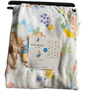 Peter Rabbit Throw Blanket 50x70 Beatrix Potter Peter Rabbit Floral Soft Fleece - Picture 1 of 6