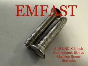 5/16 x 1 inch unc countersunk slotted machine screws stainless steel slot bolts - Picture 1 of 2