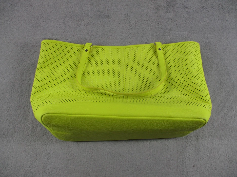 Jewell by Thirty-One Tote Bag Womens Neon Lime Perforated PU Polka Dot Lining - Image 1 of 4