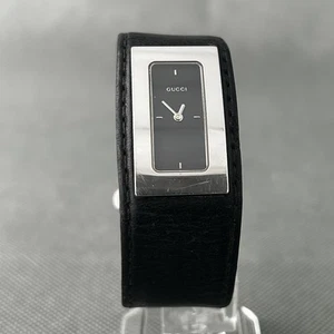 Gucci 7800s Womens Watch Silver S.Steel Black Leather Swiss Made New Battery - Picture 1 of 21