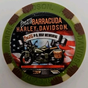 BERT'S BARRACUDA HARLEY DAVIDSON WAR MEMORIAL OF CLEARWATER FL DEALER POKER CHIP - Picture 1 of 2