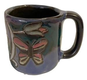 Taza de café mariposas cerámica mexicana de Mara 16" de gres pesado - Imagen 1 de 4