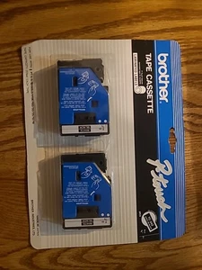 Brother TC-34Z 3/8 In. White on Black P-Touch Tape 2 Pack NOS, New  - Picture 1 of 2