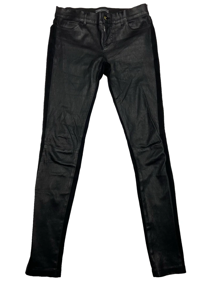 Pantalones ajustados Vince Luxury con panel de cuero y gamuza negros | Pantalones - EE. UU. 4 (aprox) Foto 1 de 4