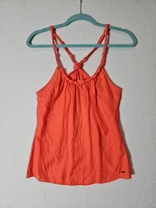 Guess Jeans Silk Cotton Tank Top Womens Size XS Razorback Open Back Knot Salmon - Picture 1 of 17