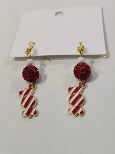 Peppermint Twist Candy Dangling Earrings - Picture 1 of 6