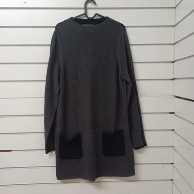 M&S Collection Women's Grey Long Sleeve Pockets Knit Jumper Dress Size UK 14 - Image 1 of 4