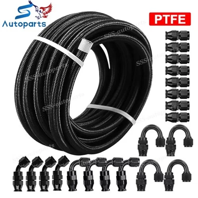 4AN-6AN-8AN-10AN Nylon Braided PTFE Fuel Line 10FT-30FT with 20 Fitting Hose Kit - Image 1 of 4