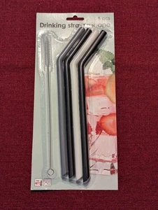 Silicon Strohhalme, 4 Stück + Bürste, NEU! - Bild 1 von 2