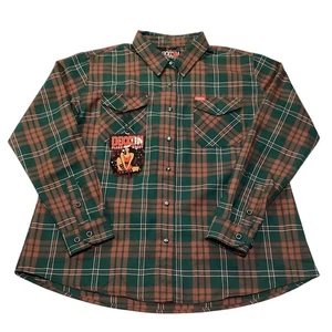 DIXXON Flannel Company Mujer Muérdago Verde Naranja Quemado Perla A Presión Talla 2XL - Imagen 1 de 4