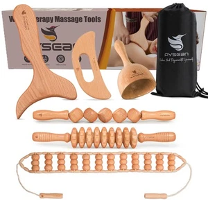 Juego de herramientas de masaje de terapia de madera PYSEAN 6 en 1 para masaje de escultura corporal, linfa... - Imagen 1 de 7