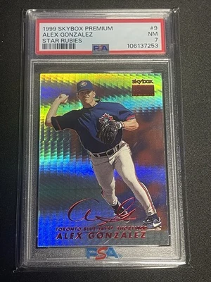 /50 1999 SKYBOX PREMIUM STAR RUBIES Alex Gonzalez PSA 7 Toronto Blue Jays #9 - Image 1 of 2