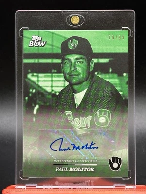 2024 Topps черно-белый Paul Molitor зеленый автограф /99 #109-A Brewers Vault - Изображение 1 из 2