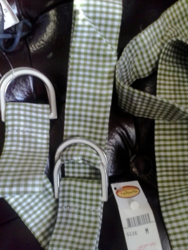Talbots All SILK Belt  M Green  & White Gingham  Check  8 10 Medium NWT $39 - Image 1 of 2