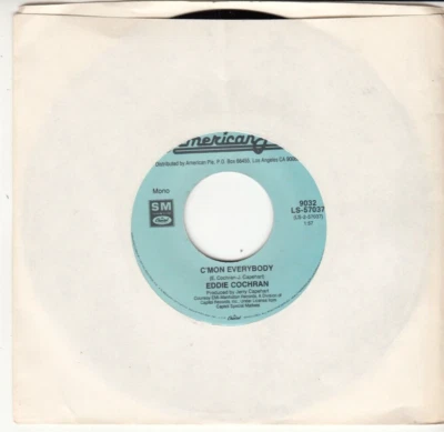 EDDIE COCHRAN - C'MON EVERYBODY + BOBBY VEE - DEVIL OR ANGEL - MINT REISSUE 45 - Image 1 of 2