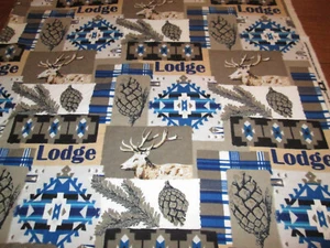Designed for Jo-Ann Fabric Lodge Craft Deer Pine Cones 76x44 Craft Sew Blanket - Picture 1 of 2